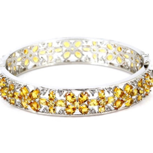 Genuine Citrine !4k White Gold Bracelet